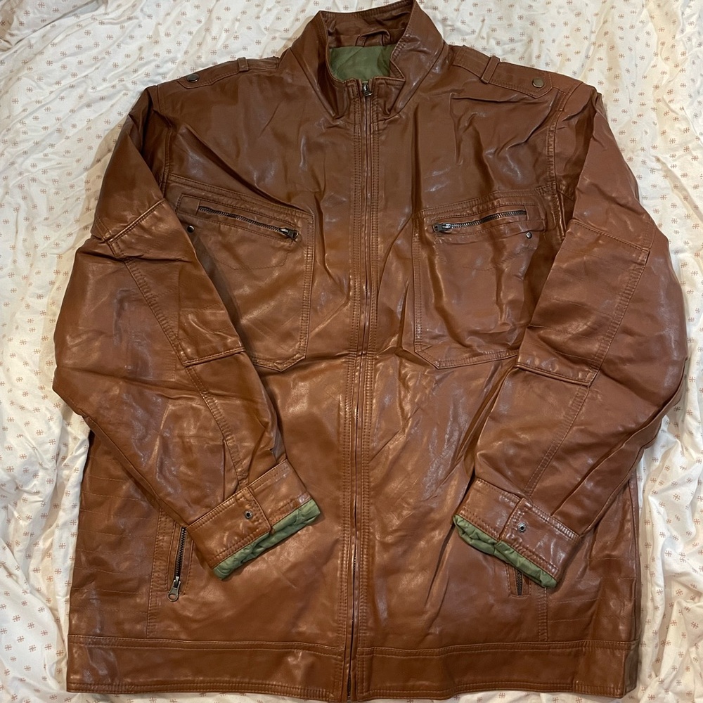 Men’s Rivers AU brown faux leather jacket 2Xl